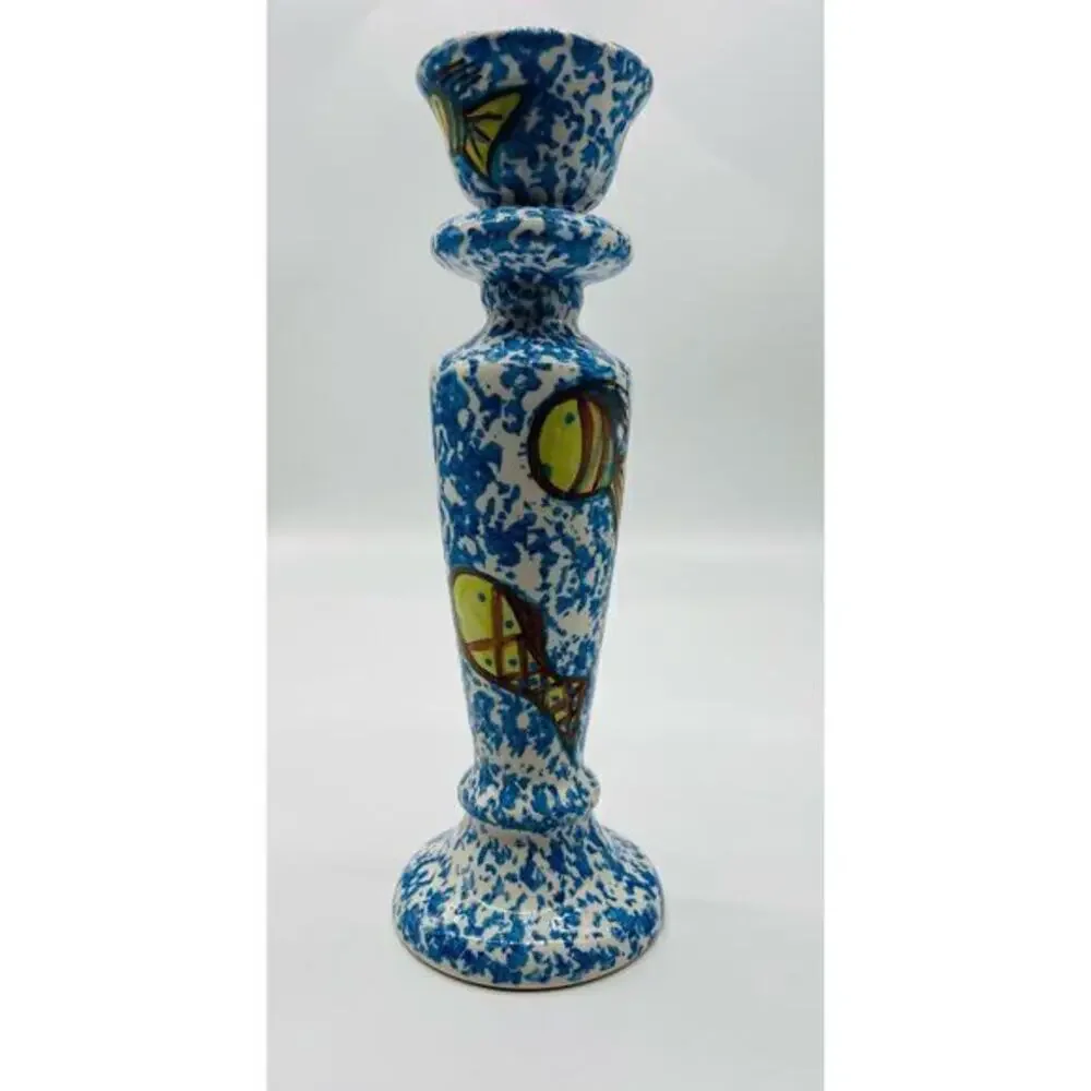 Wynne Noble SIGNED Hand Painted Evandale Porcelain votive candlestick